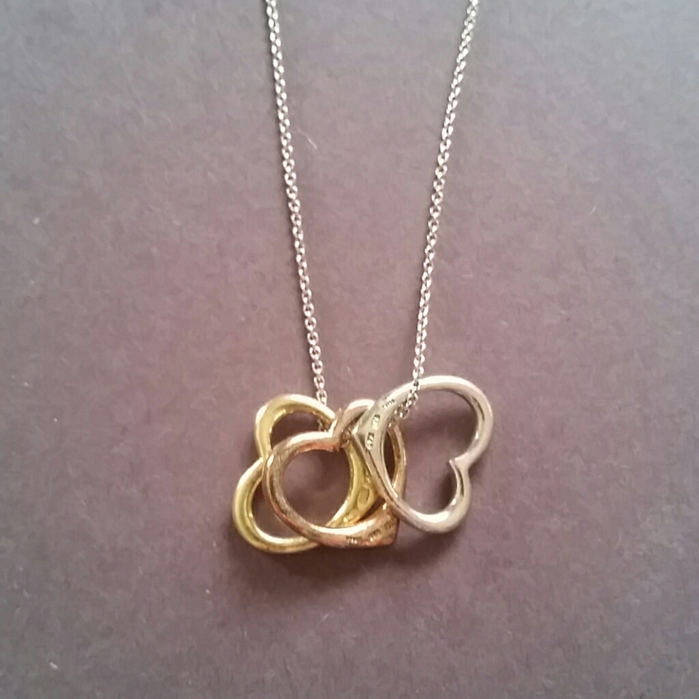 Tri-gold Triple Heart Necklace